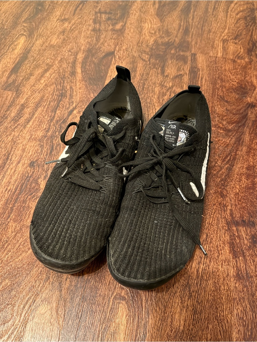 Nike Black Knit Athletic Shoes with White Swoosh
